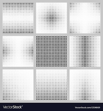 Black and white dot pattern set vector image