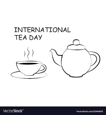 Black and white drawing of cup and teapot vector image