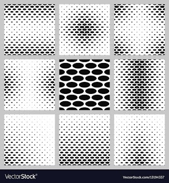 Black and white ellipse pattern background set vector image