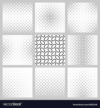 Black and white ellipse pattern background set vector image