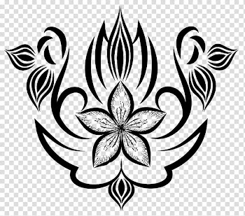 Black and white floral abstract art transparent background PNG clipart