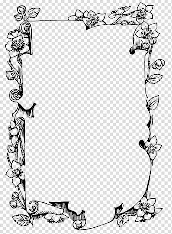 Black and white floral borderline, Frames Black and white Drawing Monochrome , FLOWER FRAME transparent background PNG clipart