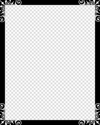Black and white floral frame transparent background PNG clipart