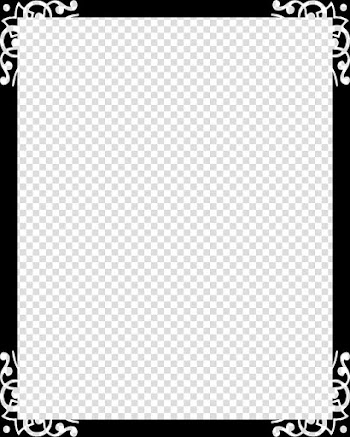 Black and white floral frame transparent background PNG clipart