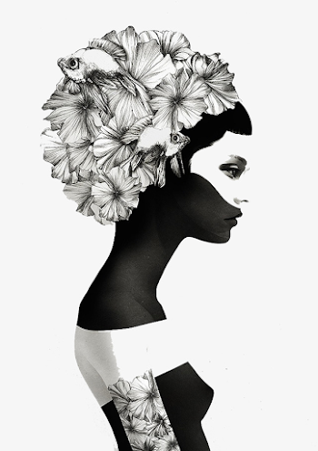 Black And White Flowers Girl, Black And White, Flowers, Girl PNG ...