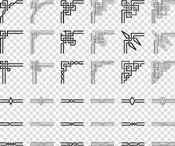 Black and white frame , Celtic knot Celts Ornament Illustration, China Wind pattern material frame design, transparent background PNG clipart