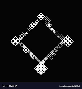 Black and white geometrical diagonal square badge vector image