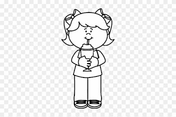 Black And White Girl Drinking A Milkshake - Girl Drinking Clipart
