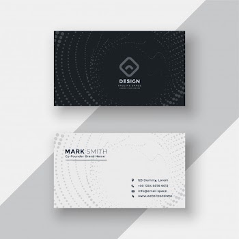 Black and white halftone business card Free Vector