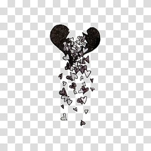 Black and white II, broken heart illustration transparent background PNG clipart