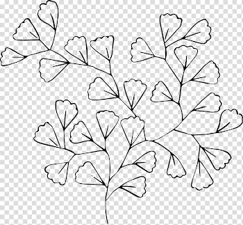 Black and white Line art Flower Drawing , greenery transparent background PNG clipart