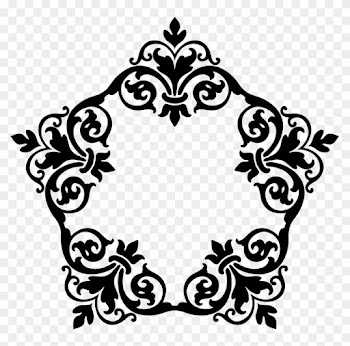 Black And White Motif Picture Frames Drawing Art - Damask Frame Png Silhouette