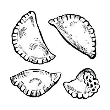 Black and white&nbsp;empanada collection Free Vector