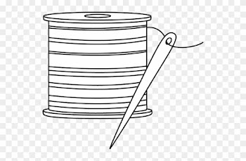 Black And White Needle And Thread Clip Art - Black And White Sewing Clipart