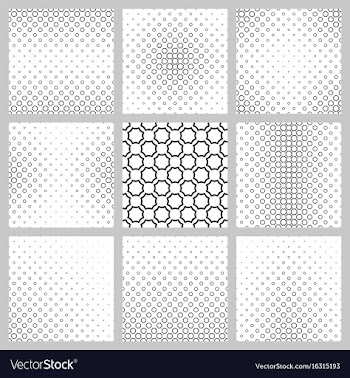 Black and white octagon pattern background set vector image