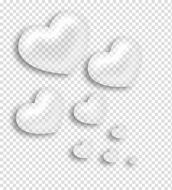 Black and white Pattern, Hearts Decorative Element, grayscale of seven hearts transparent background PNG clipart