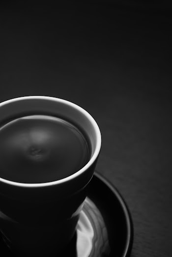 Black and White Photo of Black Coffee