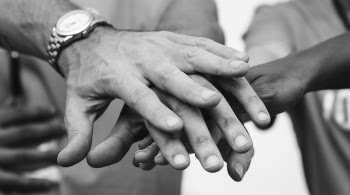 Black and White Photo of Person's Hands