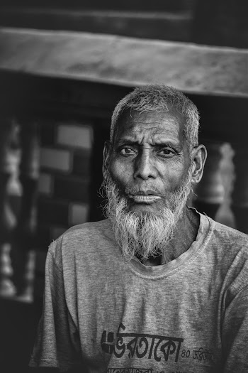 Black and White Photography of Elderly Man