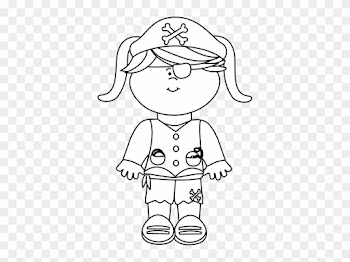 Black And White Pirate Girl - Pirate Girl Clipart Black And White