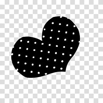 Black and white polka-dot heart sticker transparent background PNG clipart