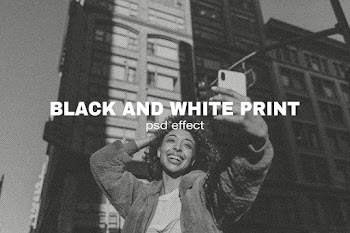 Black and white print PSD effect photoshop… | Free stock illustration | High Resolution graphic