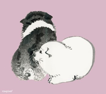 Black and white puppies by Kōno Bairei (1844.. | Free stock vector - 467109