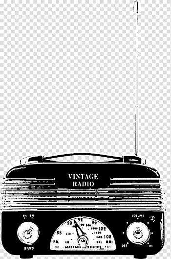 Black and white Radio, Black and white retro radio transparent background PNG clipart
