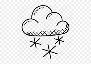 Black And White Raindrops Doodle Clipart Rain Cloud - Stock Illustration