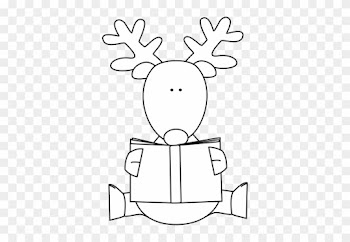 Black And White Reindeer Reading A Book - Christmas Books Black And White