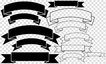 Black and white ribbons art, Brush , banner ribbon transparent background PNG clipart