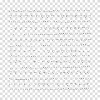 BLACK AND WHITE S, hearts and lines transparent background PNG clipart