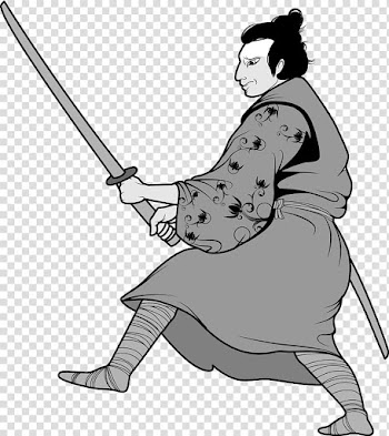 Black and white Samurai Ninja , Japanese ninja bodyguard warrior black and white transparent background PNG clipart