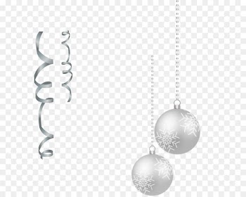 Black and white Silver Black and white - Vector Hand-painted Christmas ornaments silver balls and ribbons 