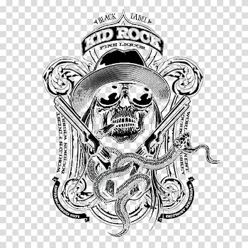 Black and white Skull Illustration, Black and white skull badge illustrations transparent background PNG clipart