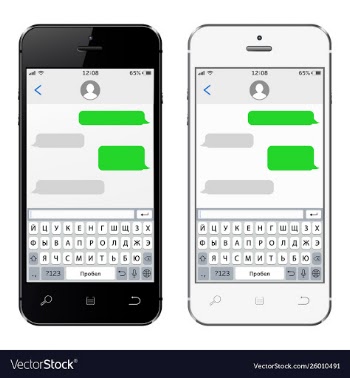 Black and white smartphone with russian language vector image