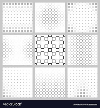 Black and white square pattern design set vector image