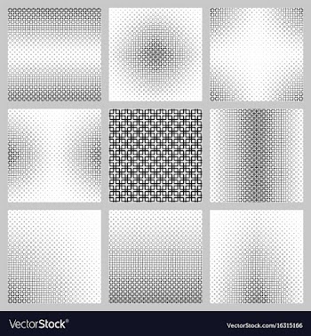 Black and white square pattern design set vector image