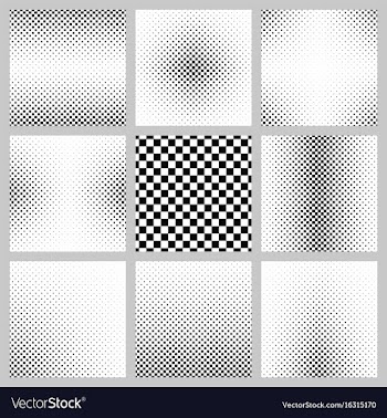 Black and white square pattern design set vector image