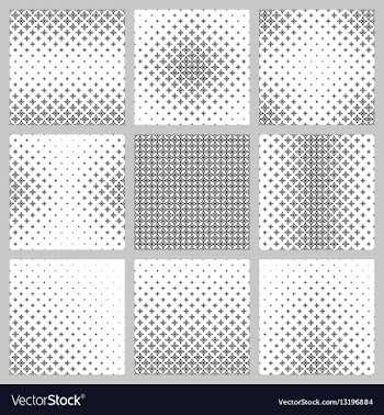 Black and white star pattern set vector image