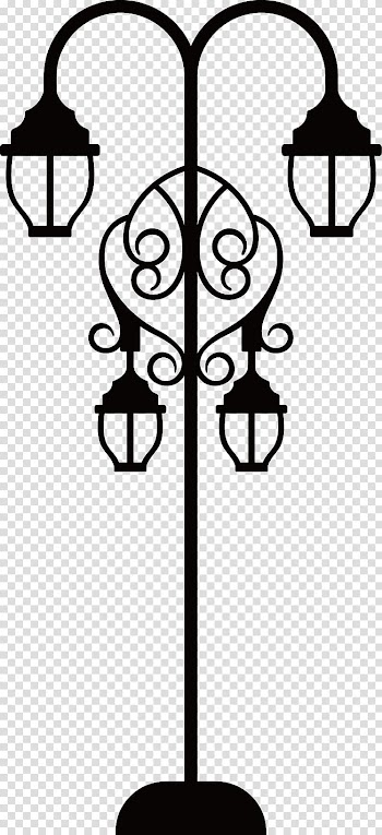 Black and white Street light, retro street light transparent background PNG clipart
