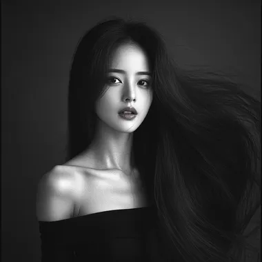 Black and White Studio Portrait of Yang Mi in High Fashion Elegance Black and White Studio Portrait of Yang Mi in High Fashion Elegance