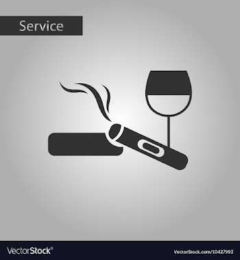 Black and white style cigar glass of wine vector image