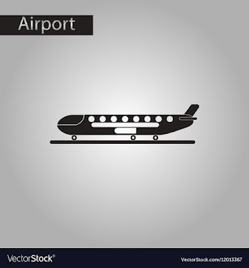 Black and white style icon airplane airport vector image