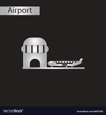 Black and white style icon airplane airport vector image
