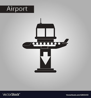Black and white style icon airplane lands airport vector image