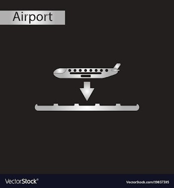 Black and white style icon airplane lands vector image