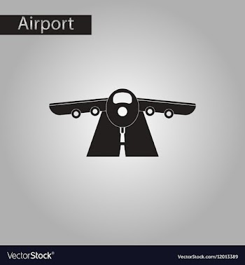 Black and white style icon airplane runway vector image