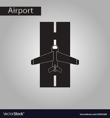 Black and white style icon airplane runway vector image