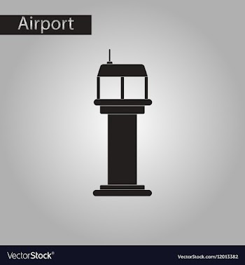 Black and white style icon airport control tower vector image